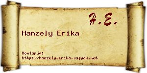Hanzely Erika névjegykártya